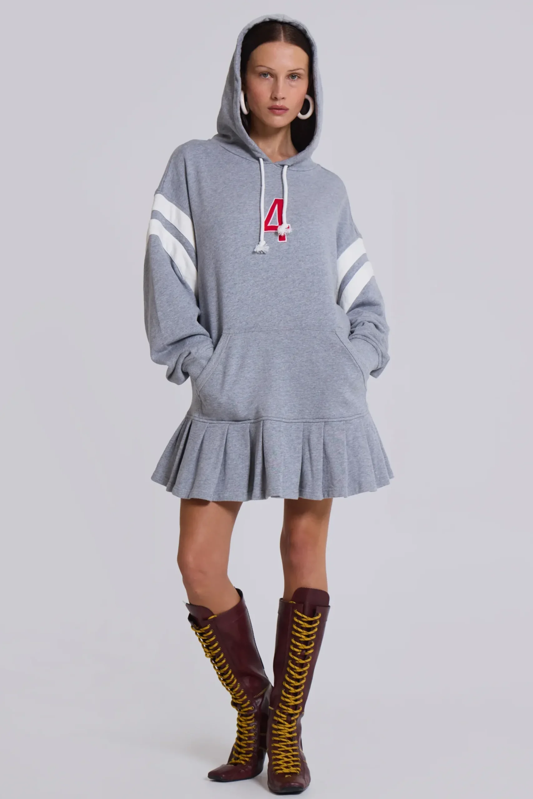 Outlet Jaded London 4 or Nothing Sweater Dress in Grey Marl