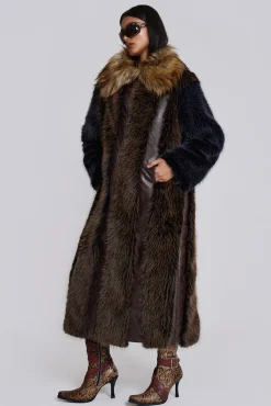Outlet Jaded London Agatha Brown Faux Fur Coat