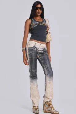 Sale Jaded London Airbrush Faux Leather Trousers