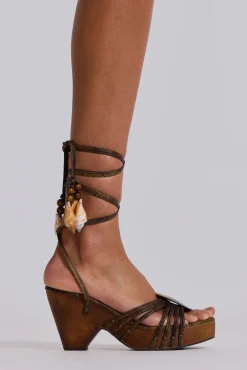 Cheap Jaded London Arielle Shell Wooden Platform Sandal