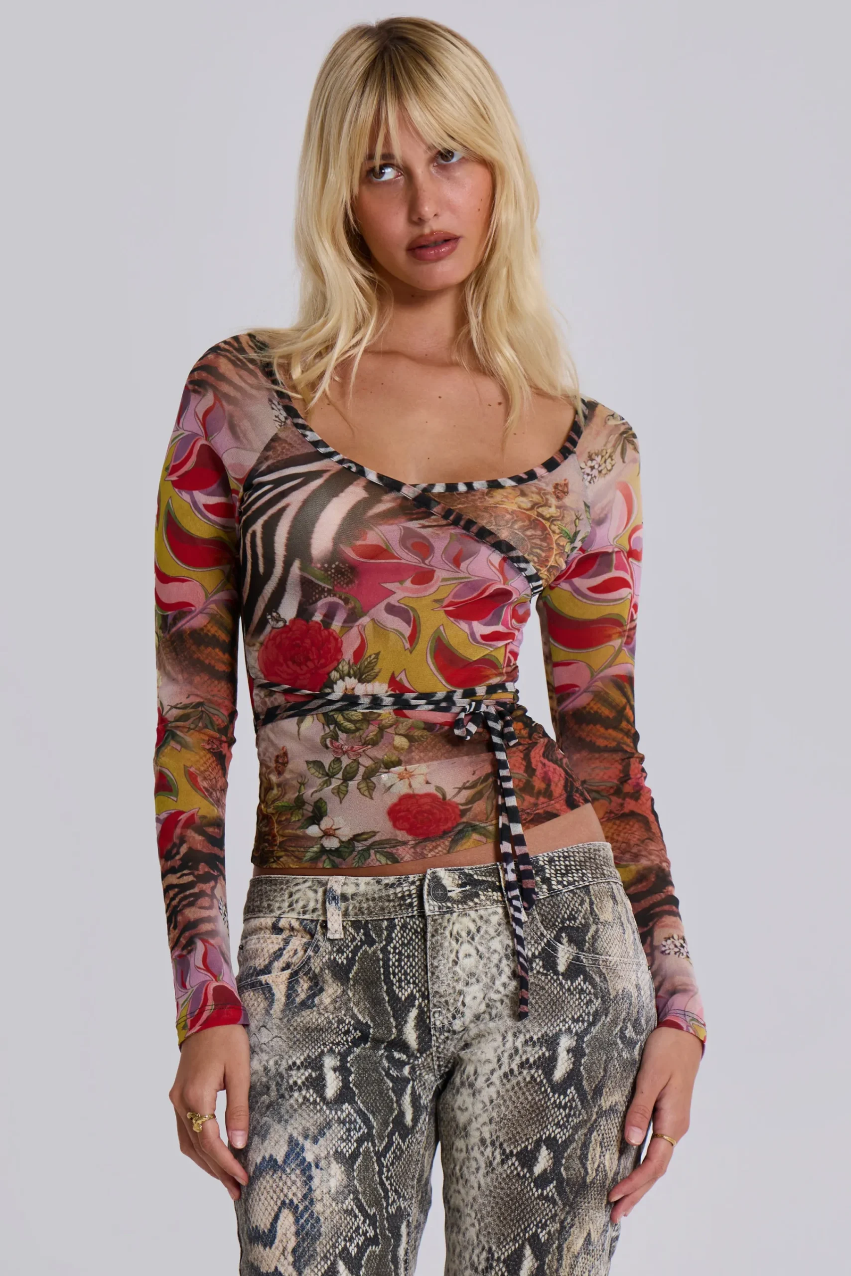 Hot Jaded London Ascari Vintage Mesh Wrap Top