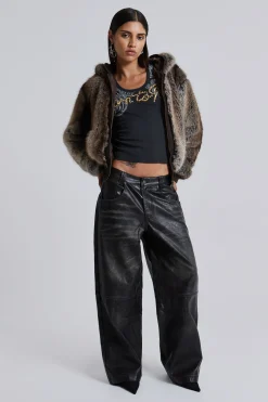 Sale Jaded London Ash Faux Leather Colossus Trousers