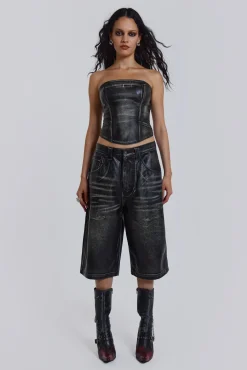 Store Jaded London Ash Faux Leather Colossus Shorts