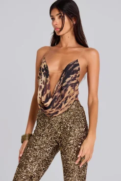 Fashion Jaded London Asteria Backless Top in Cow Print