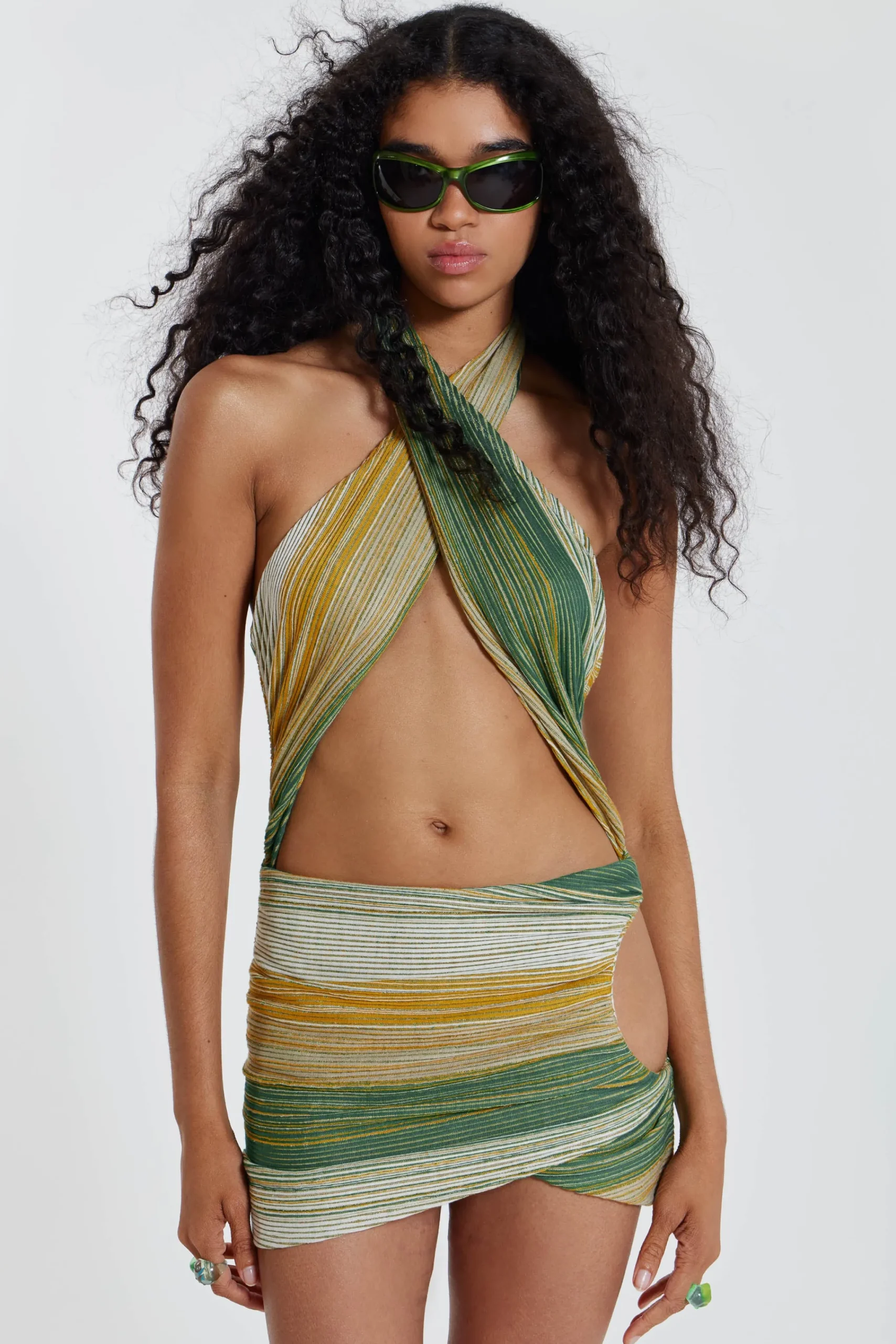 Online Jaded London Avani Halterneck Wrap Over Mini Dress
