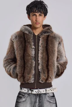 Shop Jaded London Bear Faux Fur Hooded Jacket