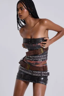 Online Jaded London Belted Faux Leather Mini Skirt