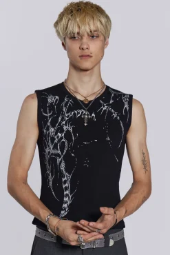 Cheap Jaded London Black Astora Rib Vest
