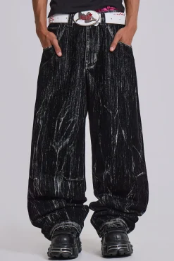 New Jaded London Black Flock Colossus Jeans