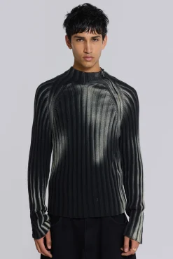 Clearance Jaded London Black Luster Asymmetric Knit