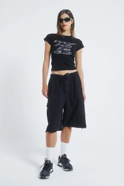 New Jaded London Black Parachute Cargo Shorts