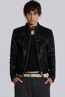 Outlet Jaded London Black Real Leather Piston Jacket
