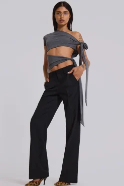 Cheap Jaded London Black Stacked Bootcut Suit Pants