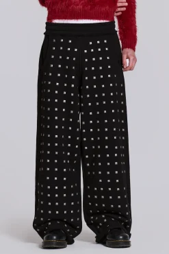 Discount Jaded London Black Stud Baggy Monster Joggers