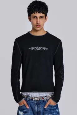 Cheap Jaded London Black Tattoo Applique Tee