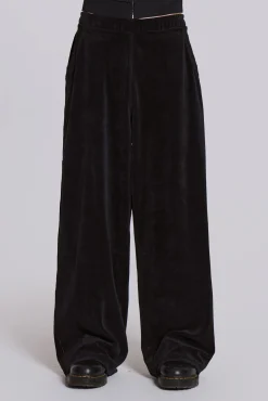 Online Jaded London Black Velour Baggy Monster Jogger