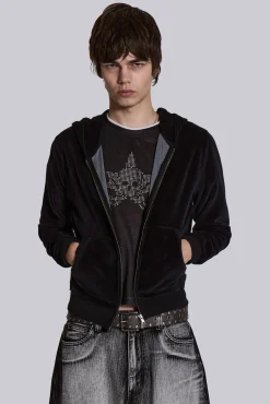 Best Jaded London Black Velour Mini Monster Hoodie