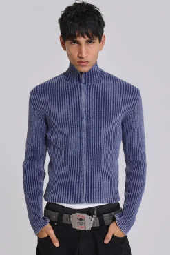 Outlet Jaded London Blue Lucid Knit Track Top