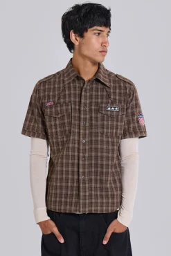 Hot Jaded London Brown Check Scout Shirt