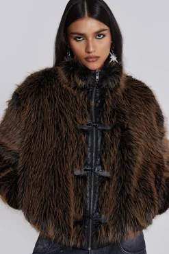 Online Jaded London Brown Mendoza Faux Fur Jacket