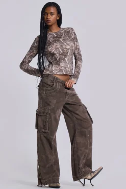 Shop Jaded London Brown Trooper Camo Cargo Pant