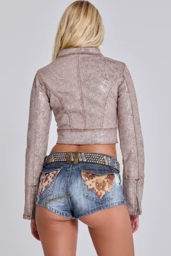 Discount Jaded London Buck Denim Micro Shorts With Cow Detail