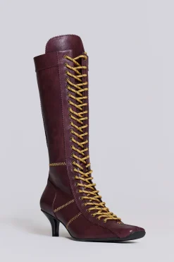 Sale Jaded London Burgundy Brooke Boxing Boot