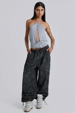 Hot Jaded London Charcoal Leopard Parachute Pants