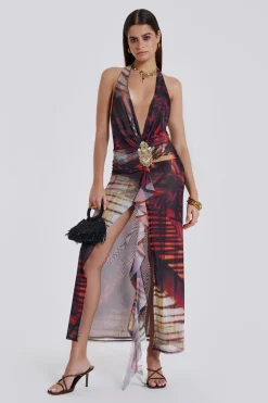 New Jaded London Cindy Plunge Maxi Dress In Red