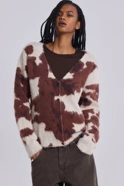 Cheap Jaded London Cow Print Chuck Cardigan