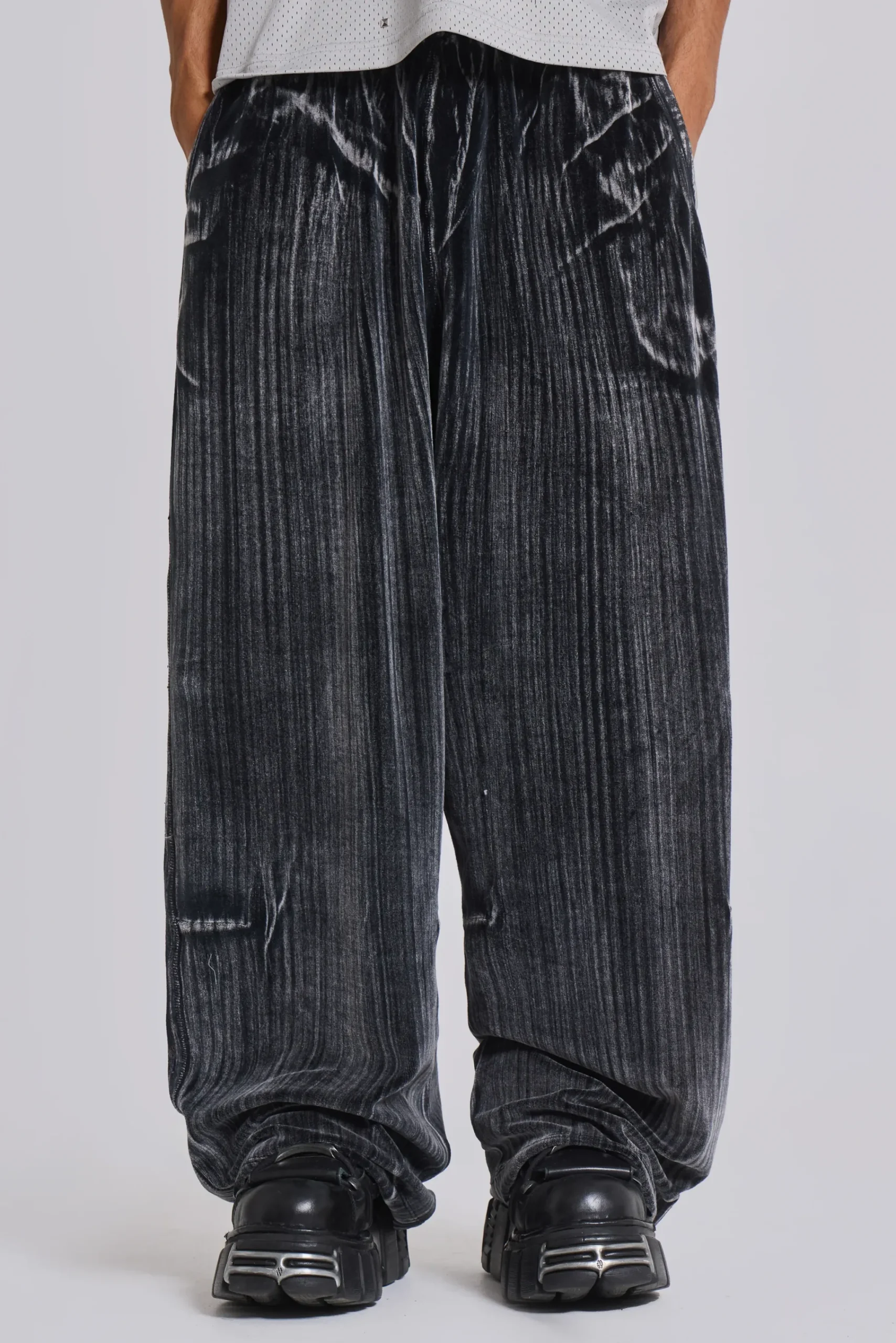 Online Jaded London Crease Velour Baggy Monster Joggers
