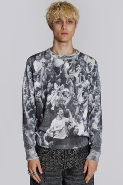 Cheap Jaded London Crowd Print Jumper
