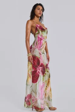 Best Jaded London Dahlia Hand-Beaded Backless Chiffon Maxi Dress