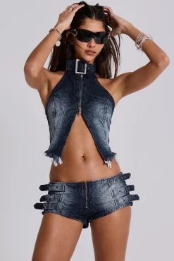 Best Sale Jaded London Dark Wash Toxic Denim Hot Pants