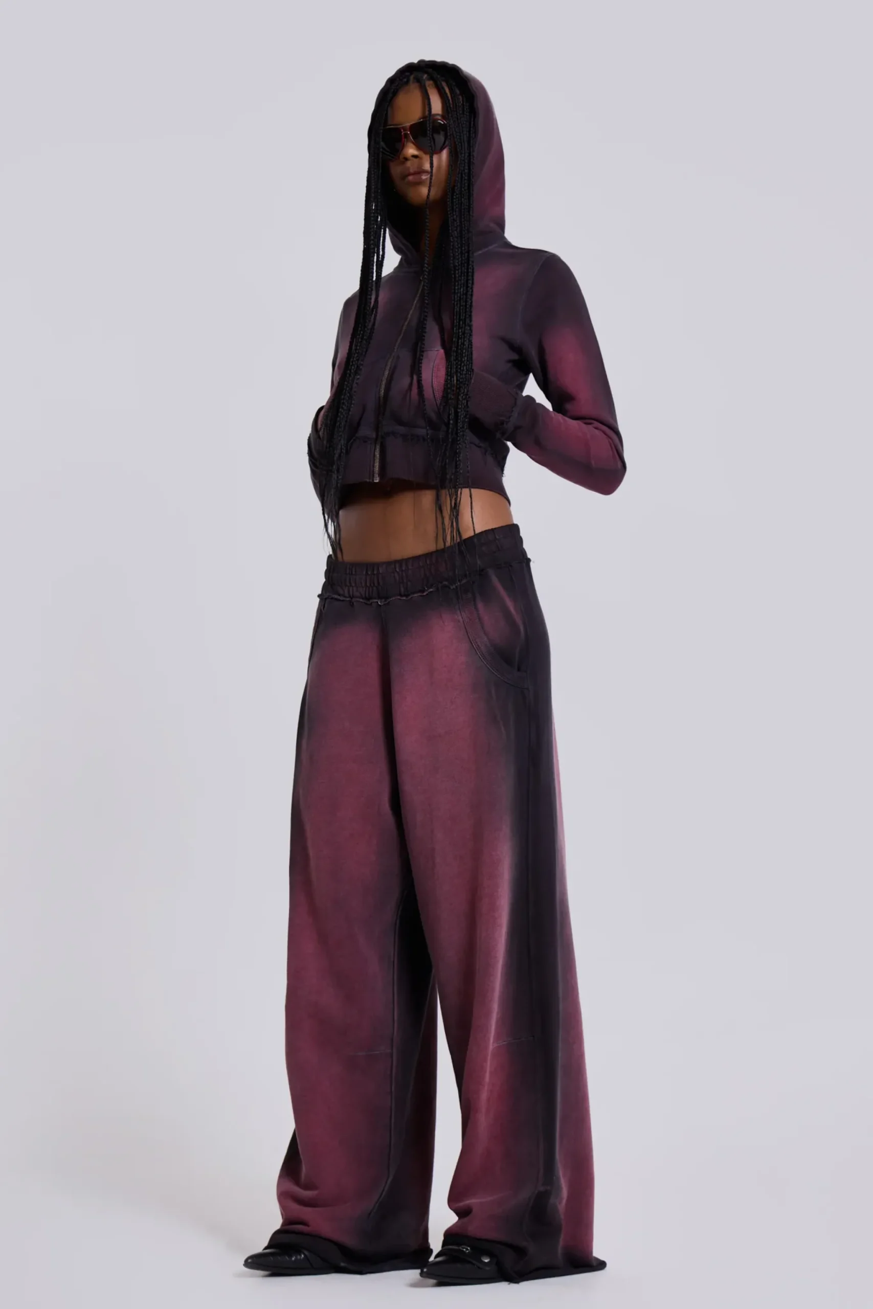 Store Jaded London Deep Red Fade Baggy Monster Joggers