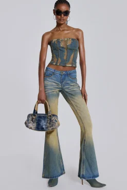 Sale Jaded London Demure Studded Flared Jeans