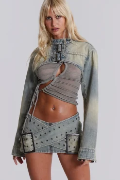 Outlet Jaded London Denim Assassin Ultra Cropped Jacket