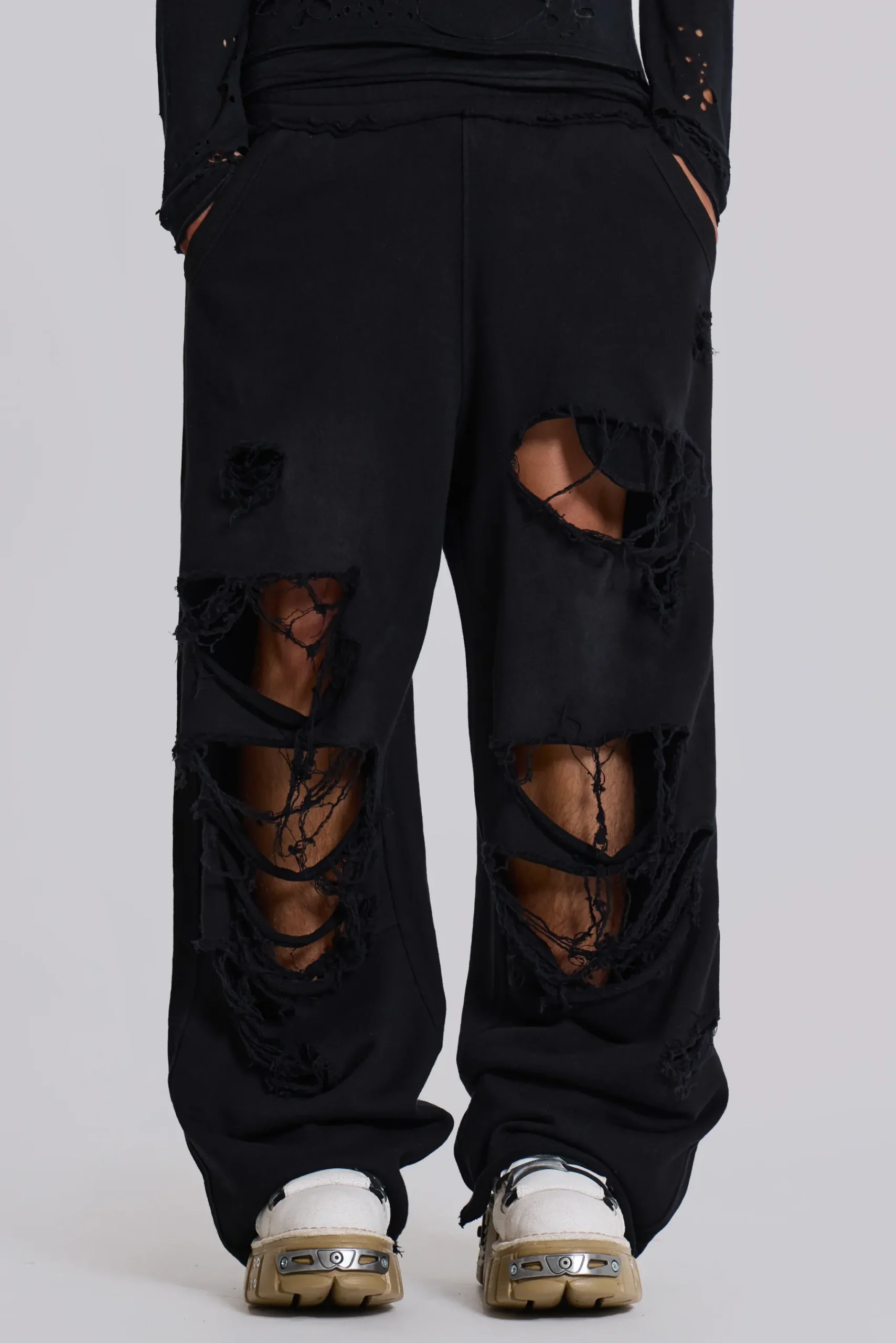 Online Jaded London Distressed Black Baggy Monster Joggers