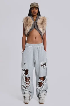 Cheap Jaded London Distressed Grey Marl Baggy Monster Joggers