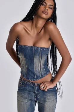 Store Jaded London Elia Denim Corset Top