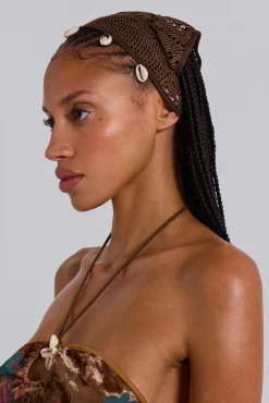Sale Jaded London Eliana Crochet Knit Bandana with Shell Trim