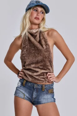 Best Jaded London Faux Fur Zene Backless Top