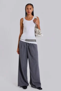 New Jaded London Goliath Light Grey Pinstripe Suit Pants