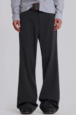 Store Jaded London Grey Stacked Bootcut Suit Pants