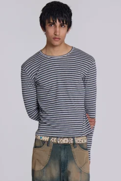 Best Jaded London Grey Stripe Mist Long Sleeve Top