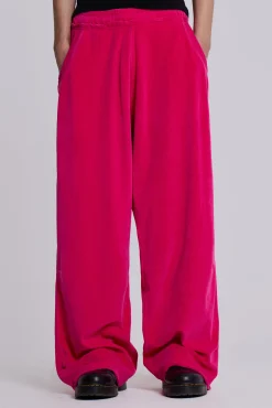 Shop Jaded London Hot Pink Velour Baggy Monster Joggers