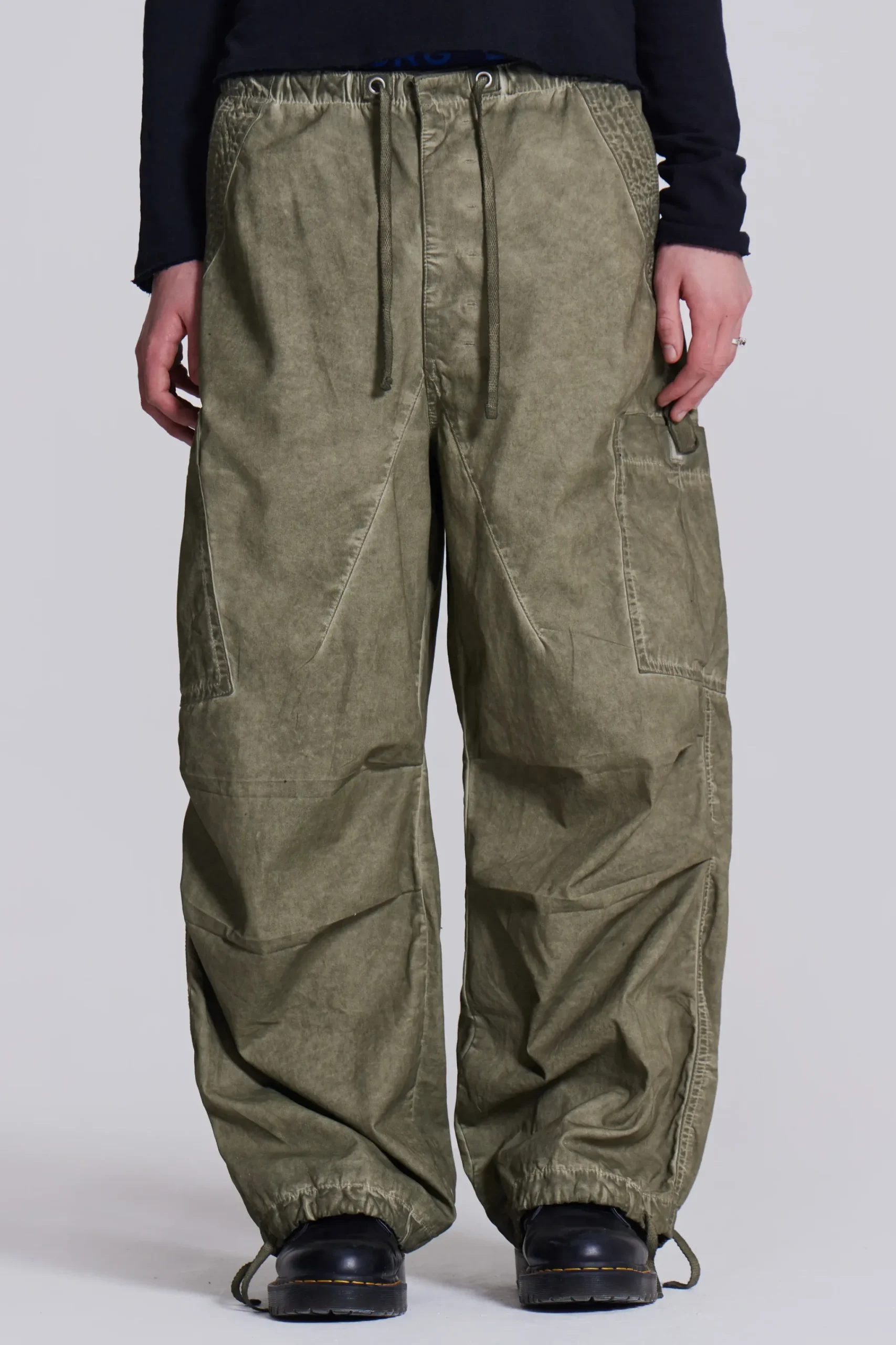 Cheap Jaded London Khaki Oil Wash Parachute Pants