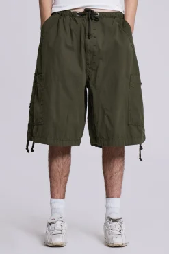 Cheap Jaded London Khaki Parachute Cargo Shorts