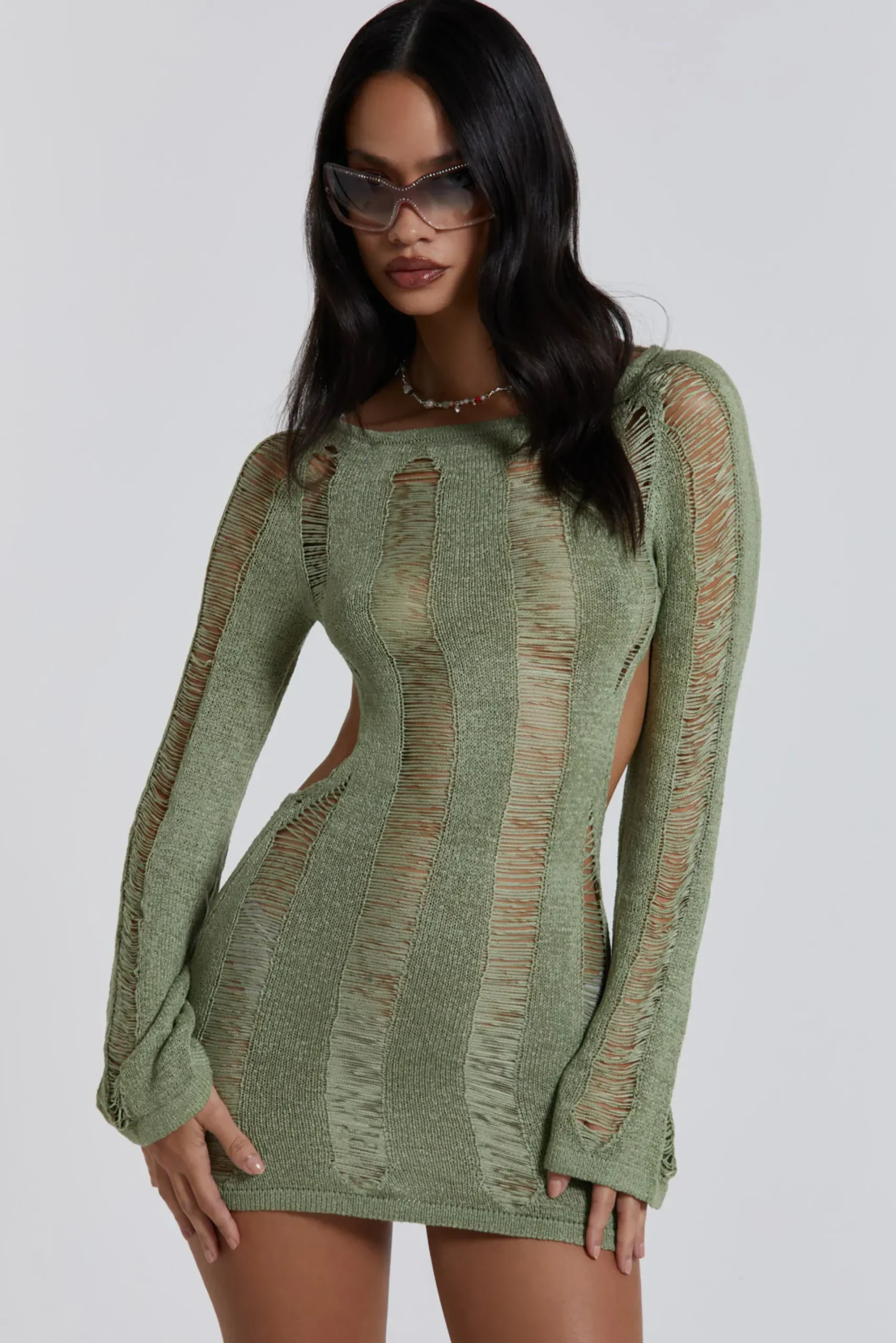 Shop Jaded London Khaki Umbra Mini Dress