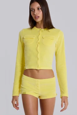Outlet Jaded London Lemon Velour Cardigan